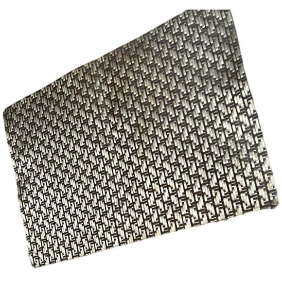 Set of 4 Wire Woven Place Mats 19.5 x 14" Silver Charcoal Dining Mats - Picture 2 of 10
